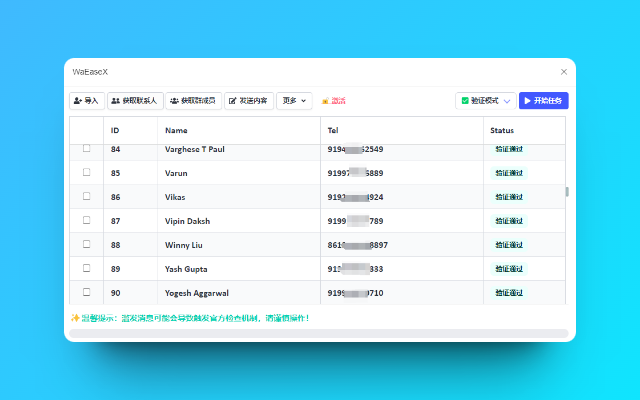 WhatsApp群发验证工具